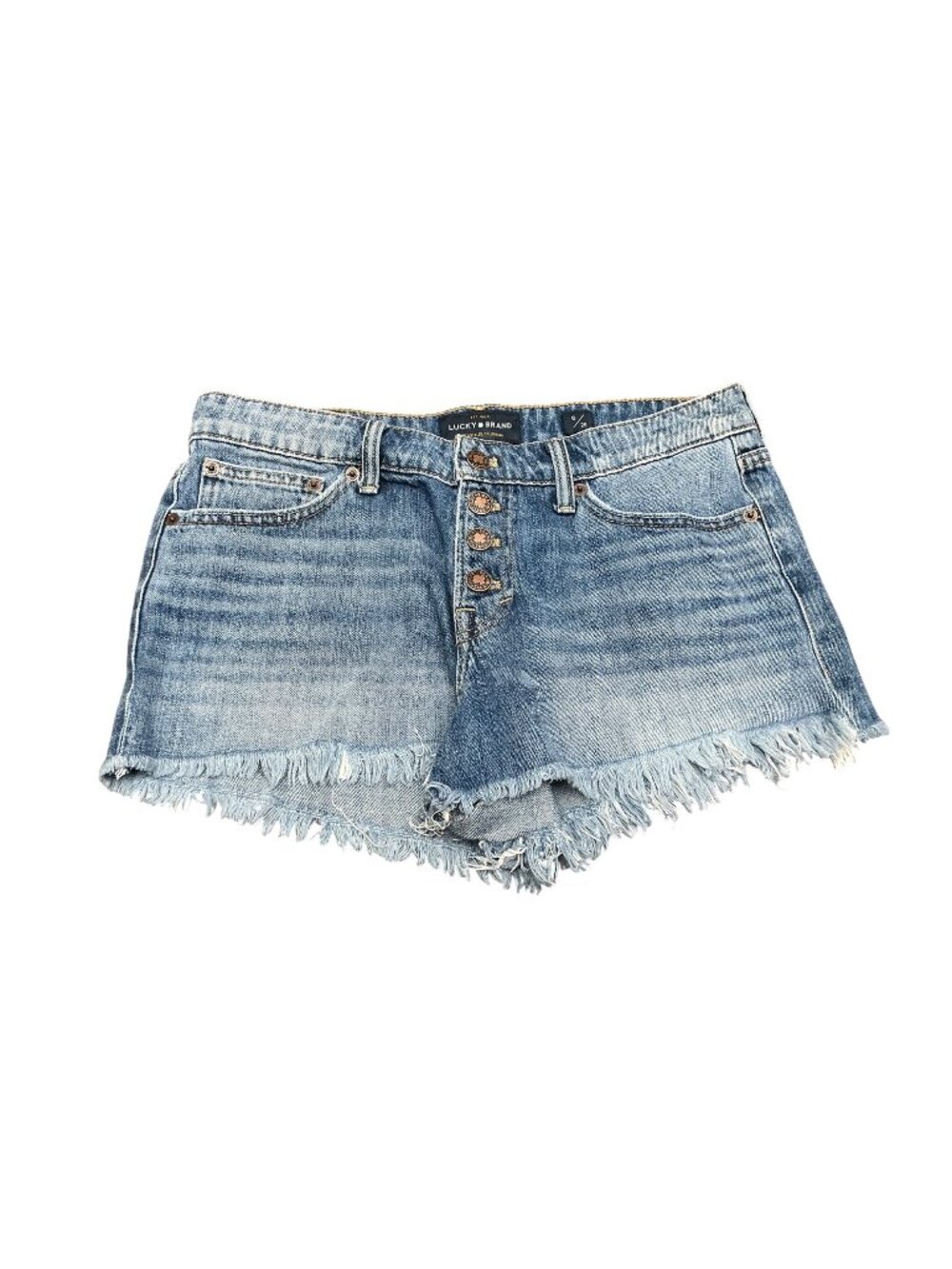 Lucky Brand Women’s Cutoff Denim Shorts Light Wash Distressed Button Fly Size 6/